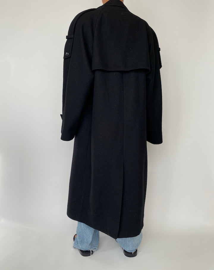 VINTAGE BLACK LONG OVERSIZED COAT 2727