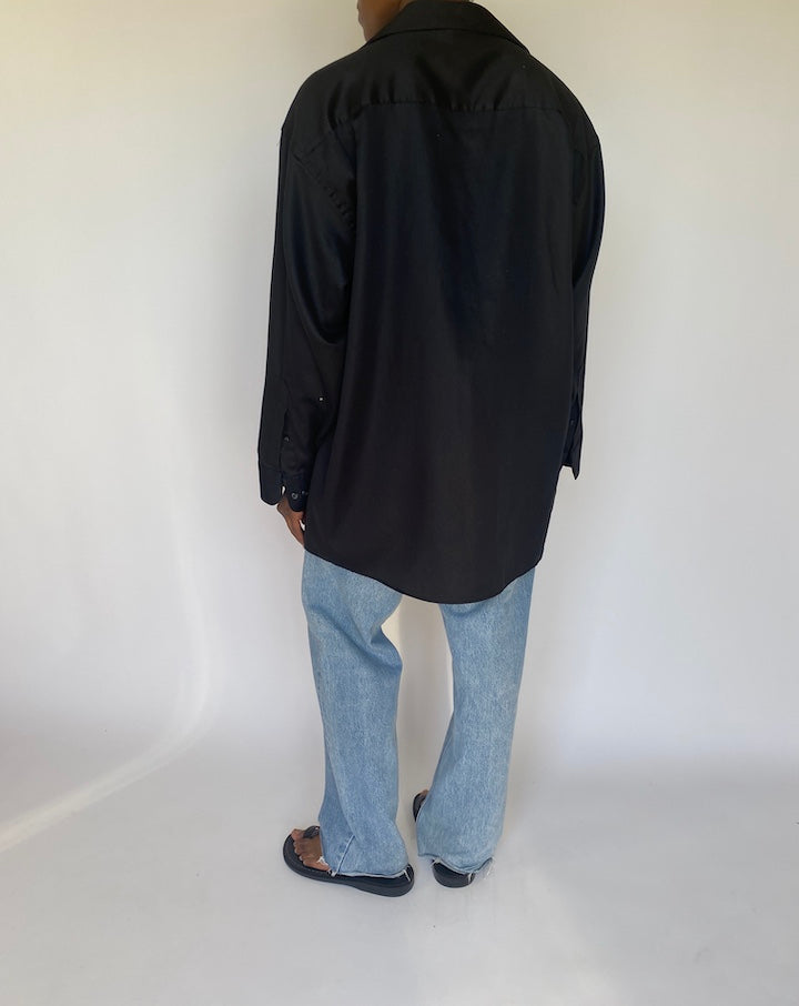 VINTAGE BLACK OVERSIZED LONG SLEEVE SHIRT 3747
