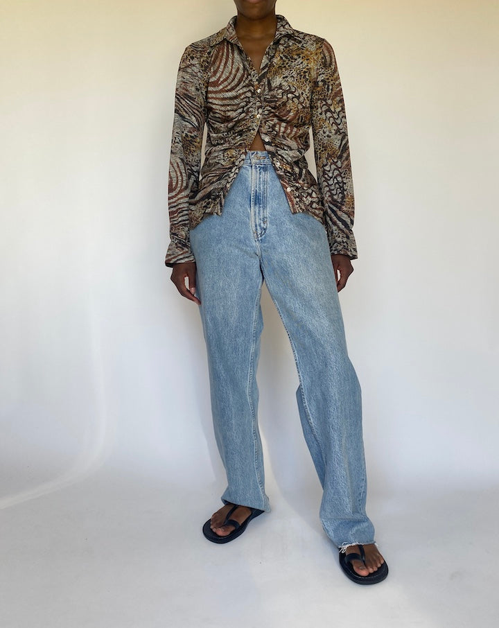 VINTAGE ANIMAL PRINTED LONG SLEEVE SHIRT 3748