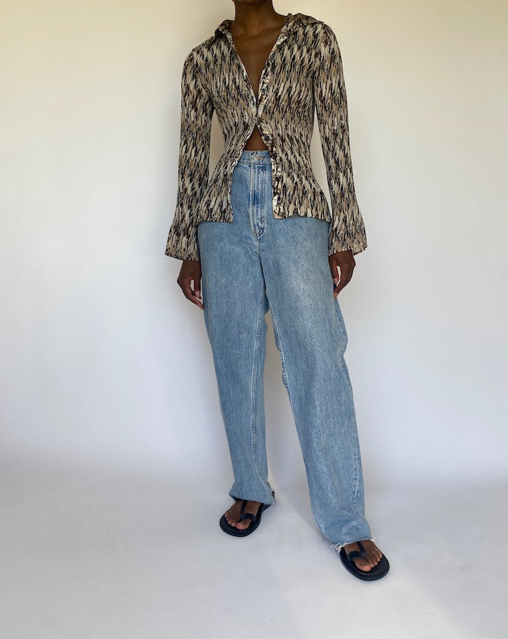 VINTAGE BUTTON DOWN LONG SLEEVE BLOUSE 3749