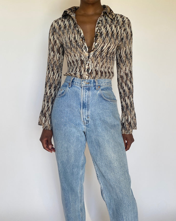 VINTAGE BUTTON DOWN LONG SLEEVE BLOUSE 3749