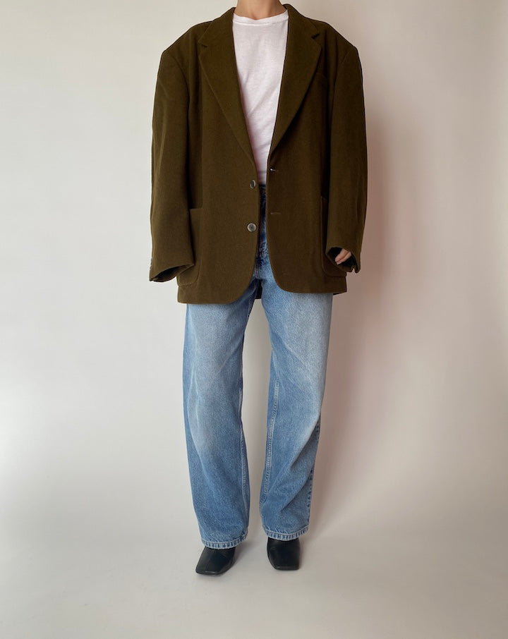 VINTAGE OVERSIZED DARK GREEN BLAZER 4199