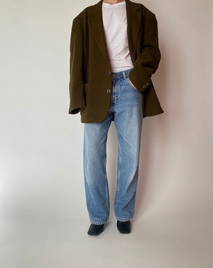 VINTAGE OVERSIZED DARK GREEN BLAZER 4199