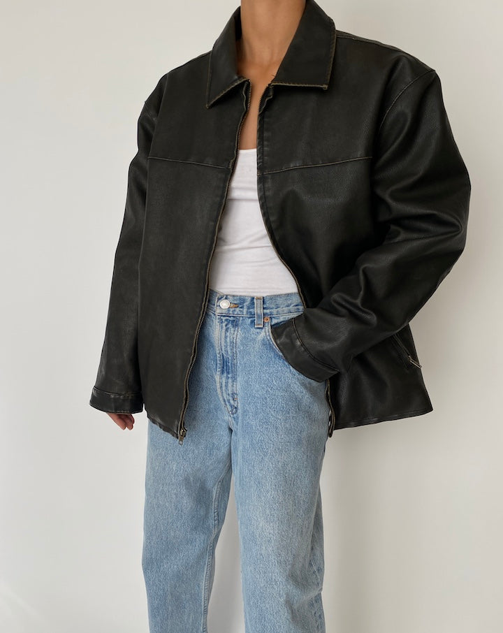 VINTAGE FAUX LEATHER JACKET 2729