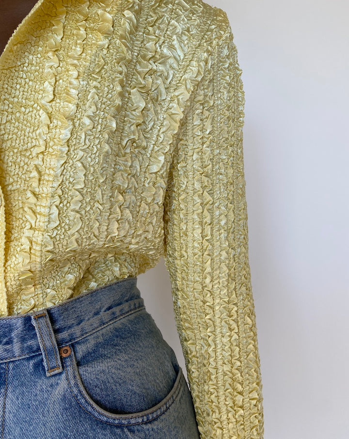 VINTAGE WRINKLED YELLOW LONG SLEEVE SHIRT 3753