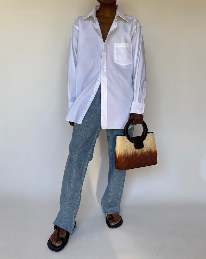 VINTAGE TWO TONED BASKED BAG 3754
