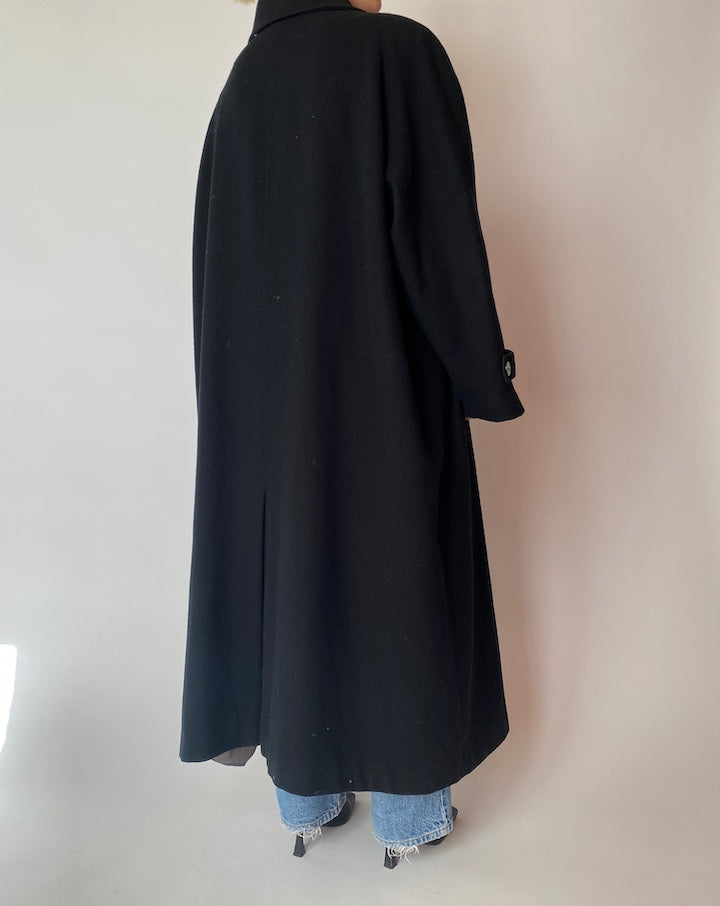 VINTAGE LONG SOFT BLACK COAT 4202