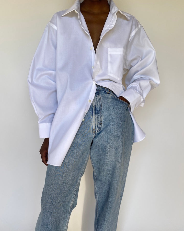 VINTAGE OVERSIZED WHITE BUTTON DOWN SHIRT 3755
