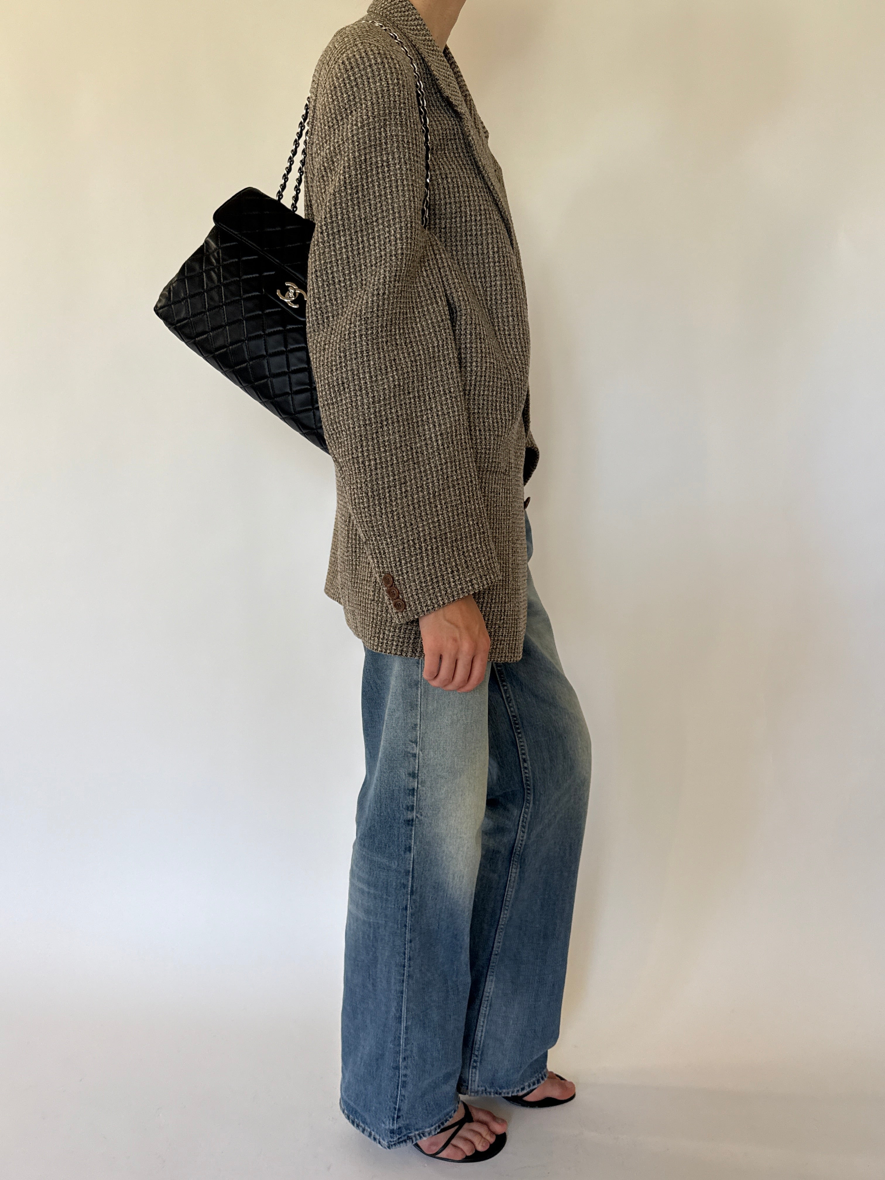 Vintage brown houndstooth blazer side view