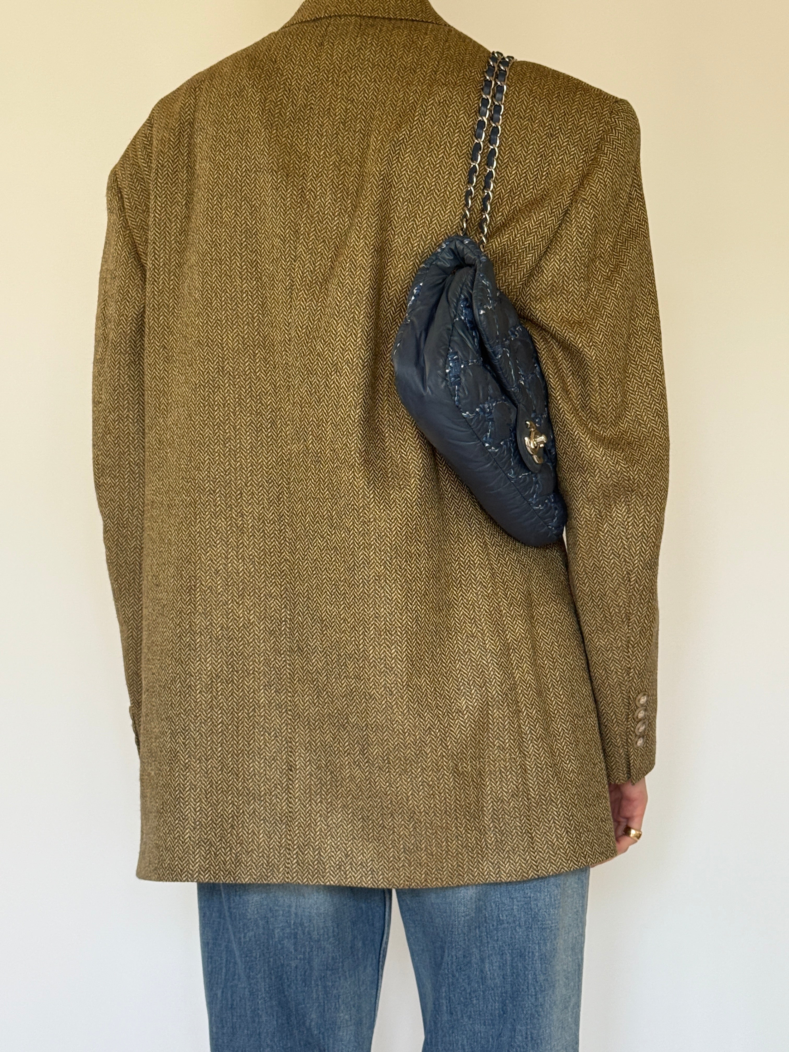 Vintage camel herringbone blazer back view