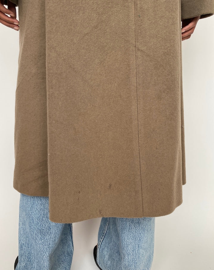VINTAGE BEIGE LONG WOOL COAT 2733 