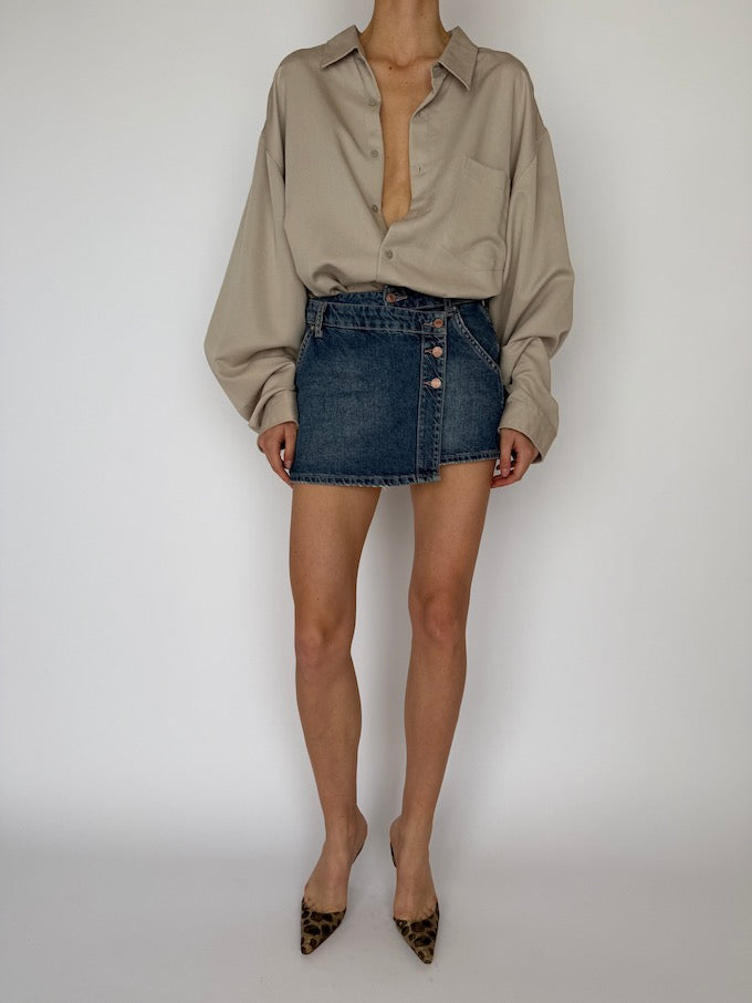 Vintage oversized button-up shirt beige 5954