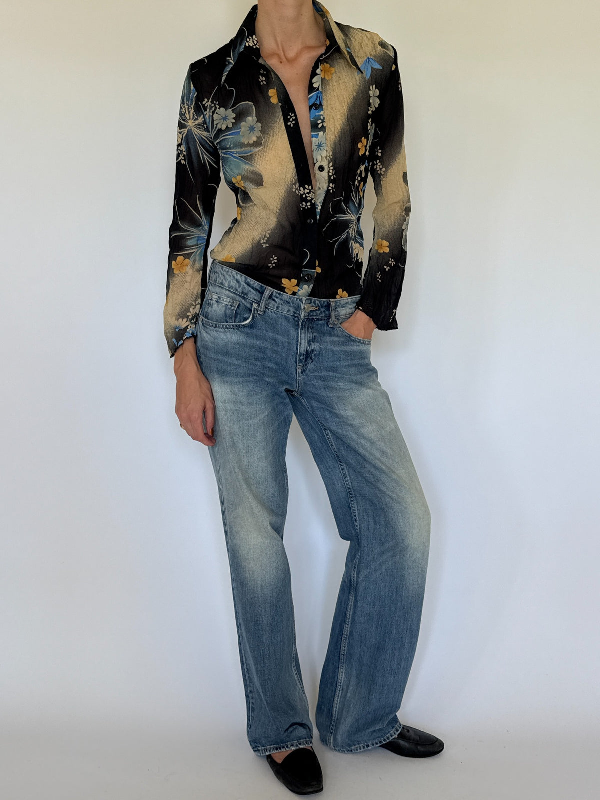 Vintage floral shirt front view