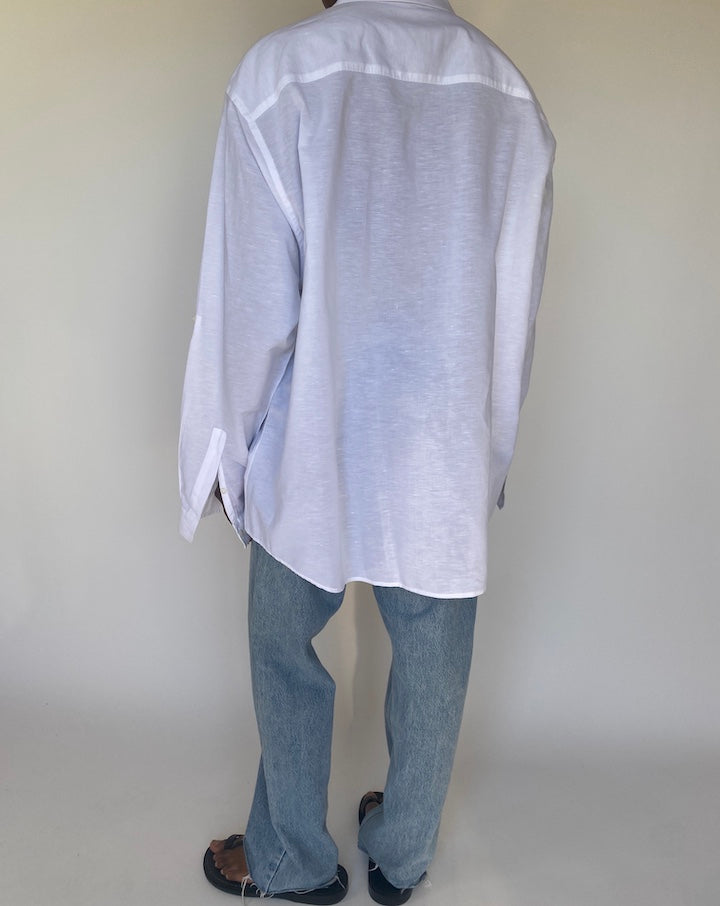 VINTAGE OVERSIZED WHITE BUTTON DOWN SHIRT 3759