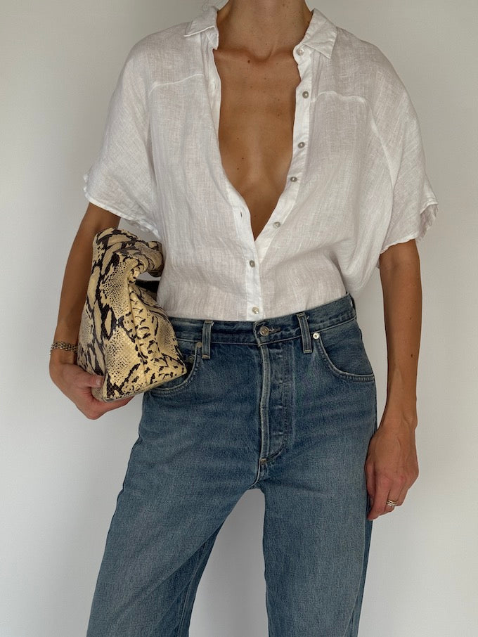 Vintage Short Sleeve Top In Linen 5790