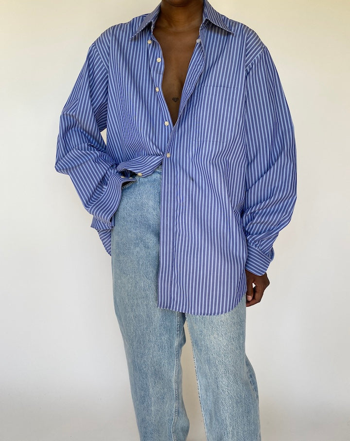 VINTAGE OVERSIZED STRIPED BLUE SHIRT 3760