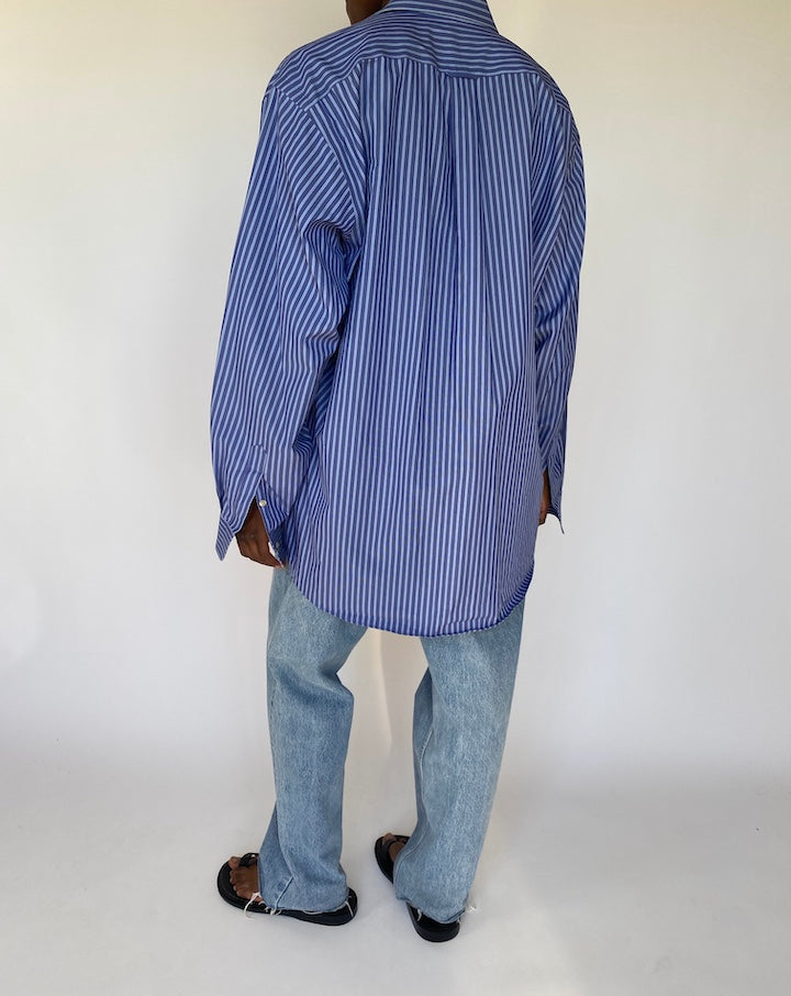 VINTAGE OVERSIZED STRIPED BLUE SHIRT 3760