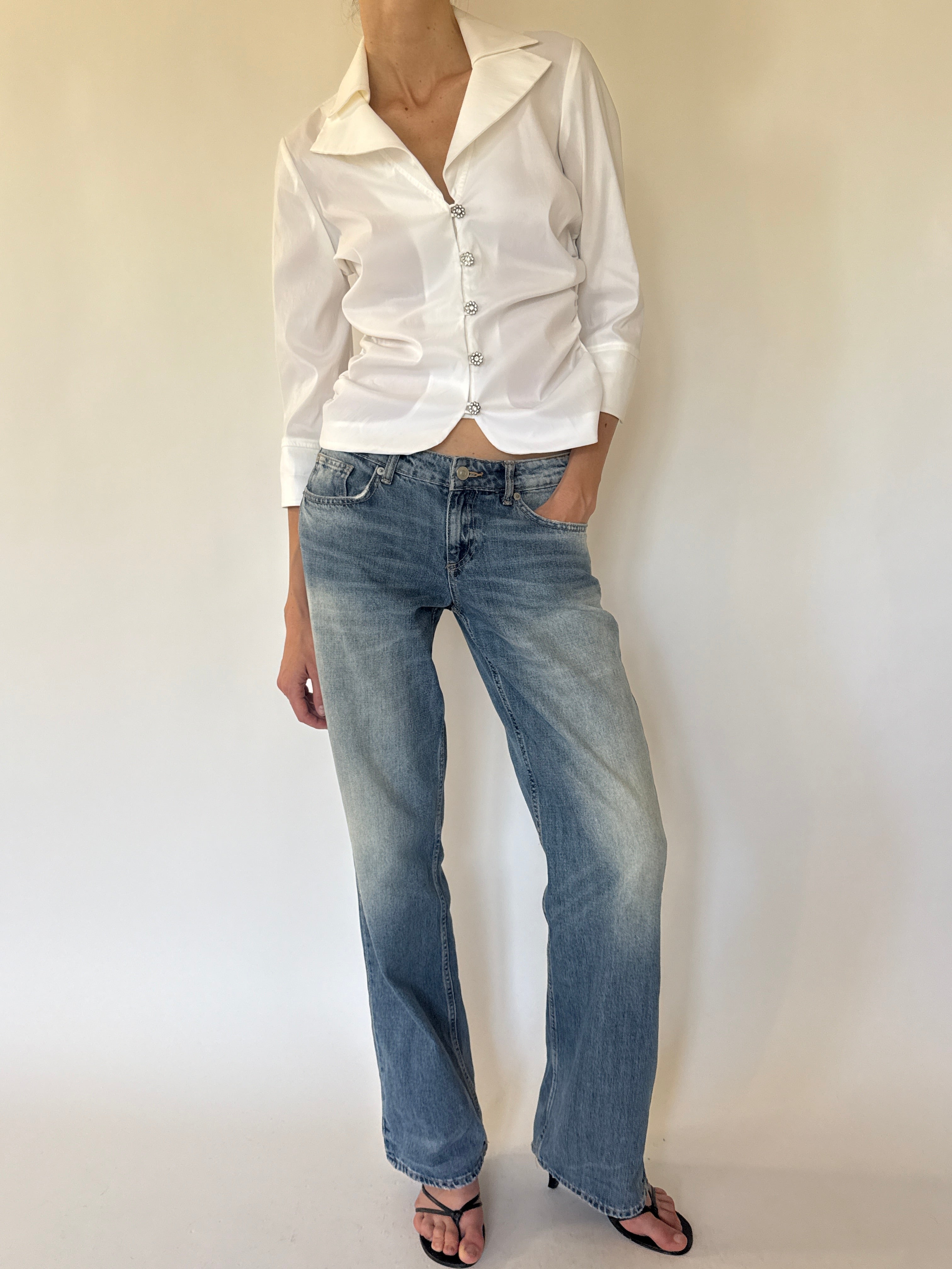 Vintage white cotton blouse front view