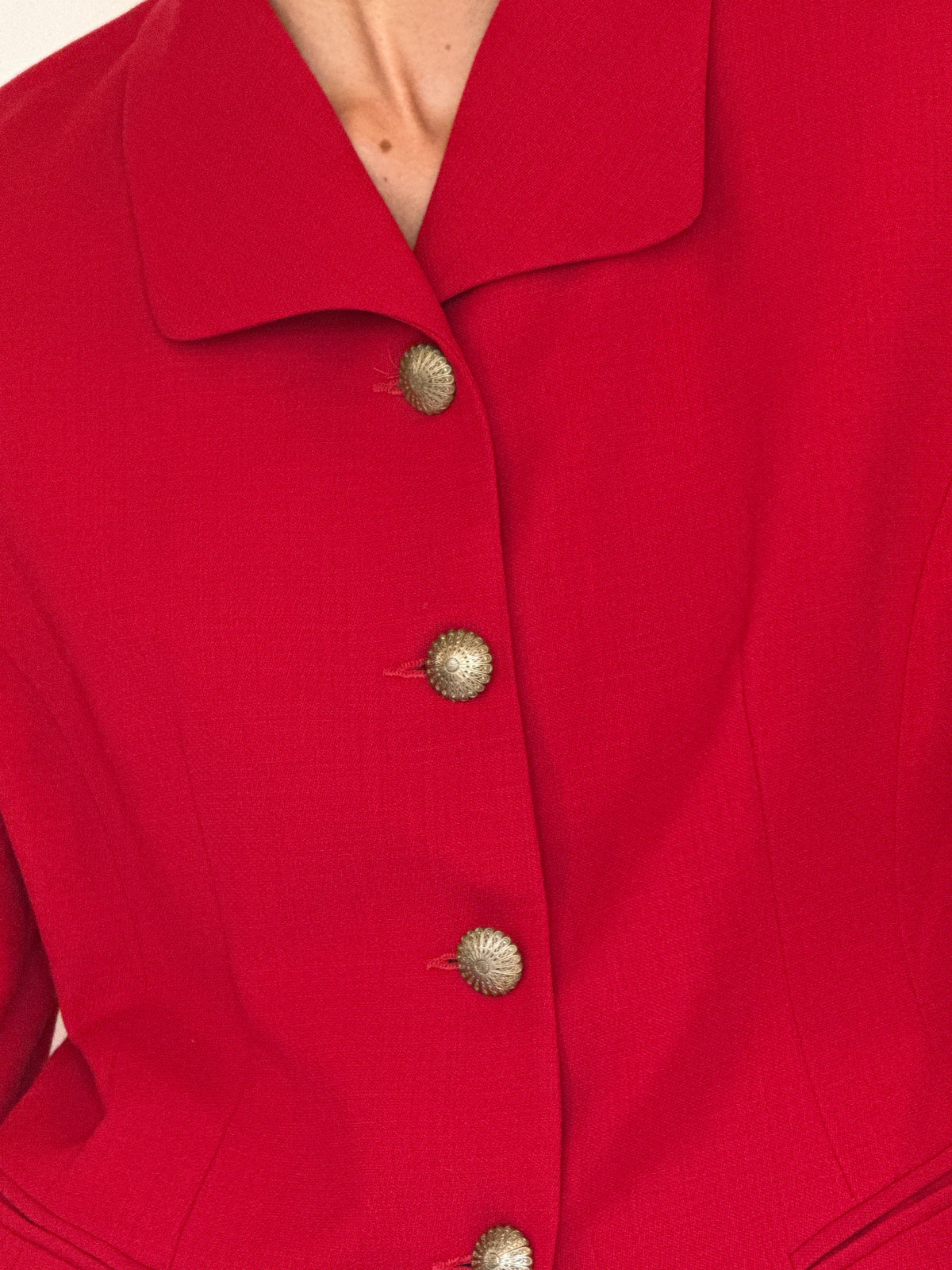 Vintage red sculpted blazer front view
