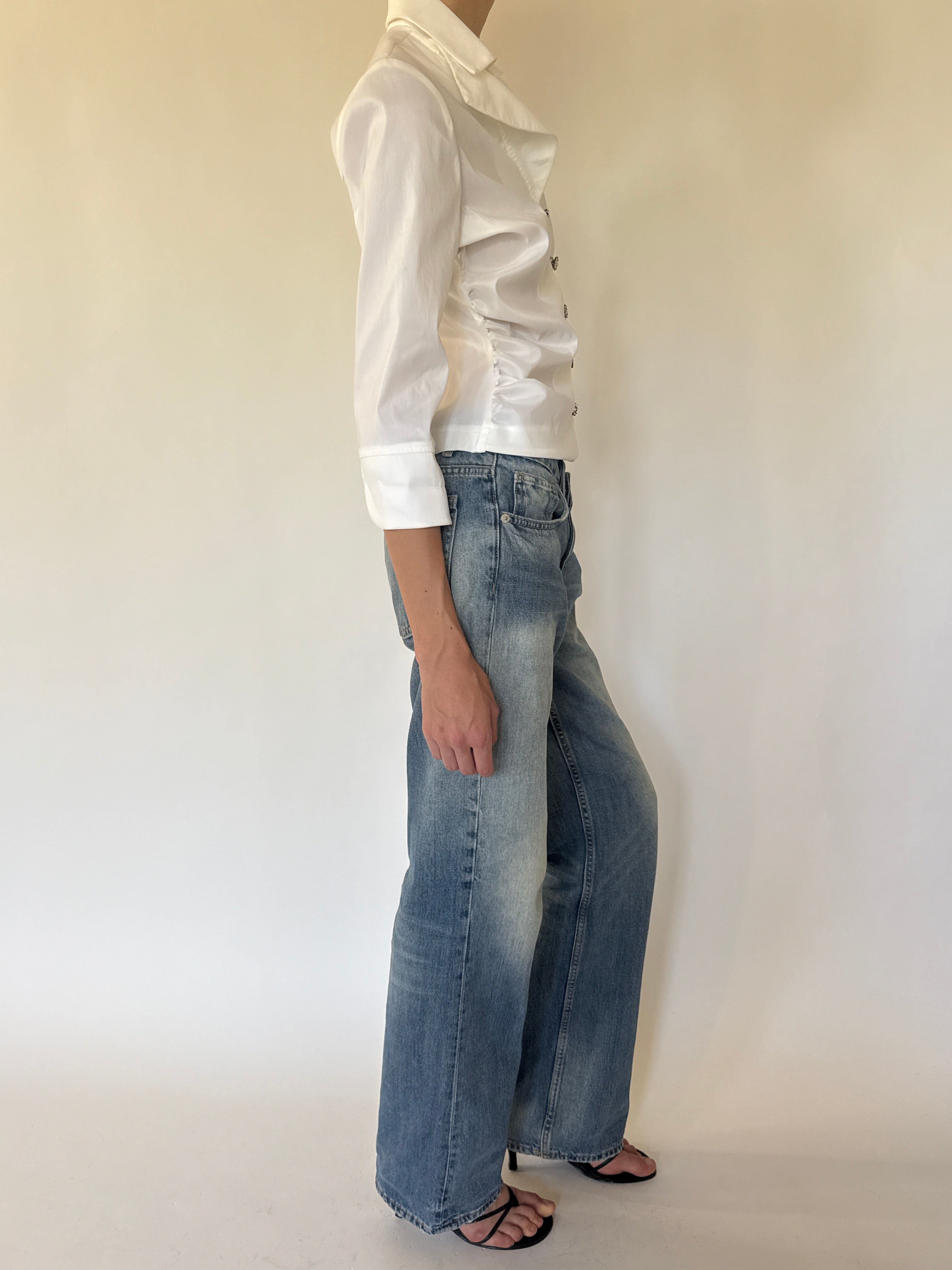 Vintage white cotton blouse side view
