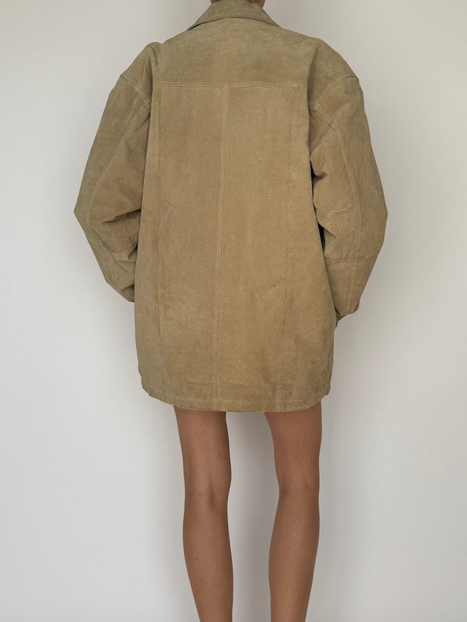 Vintage Suede Leather Jacket Beige 5969