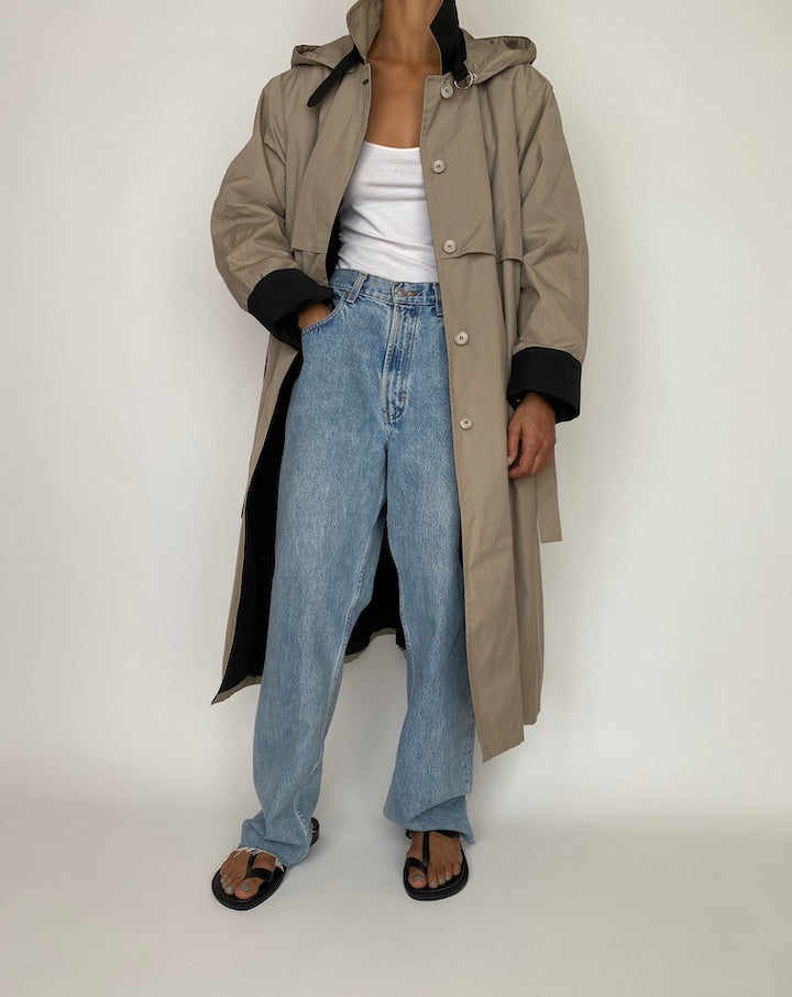 VINTAGE OVERSIZED LONG GREY TRENCH COAT 2739