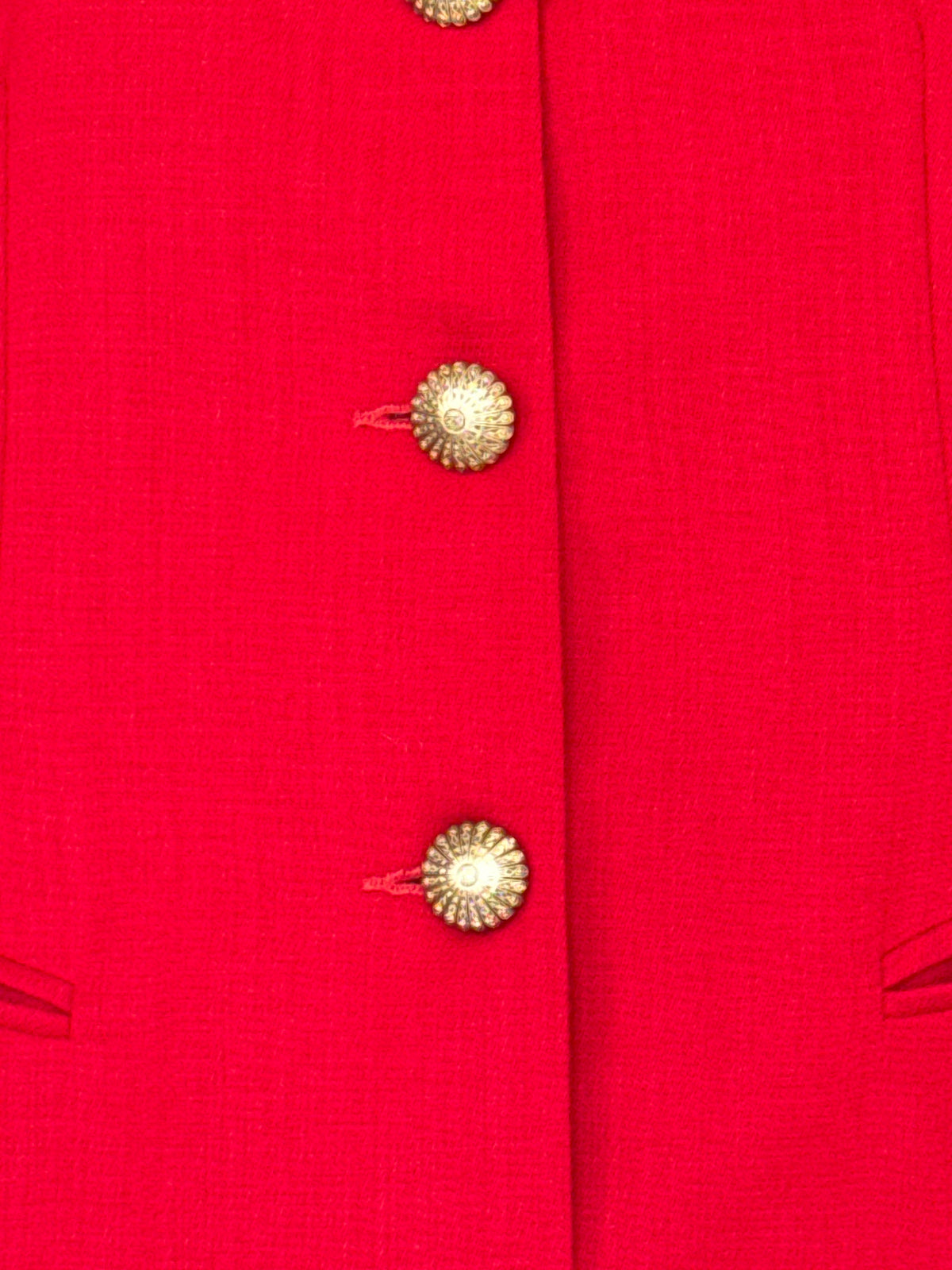 Vintage red blazer ornate gold-tone button detail