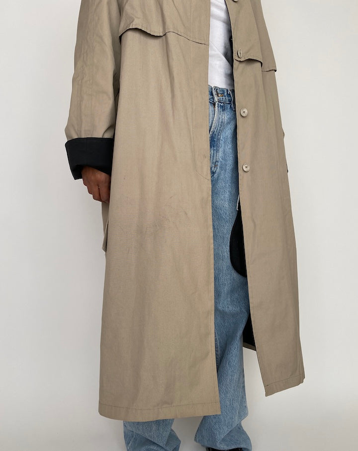 VINTAGE OVERSIZED LONG GREY TRENCH COAT 2739