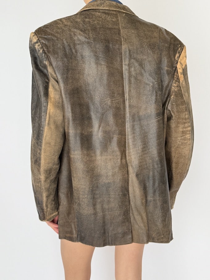 VINTAGE WORN-OUT LEATHER JACKET BROWN 5942
