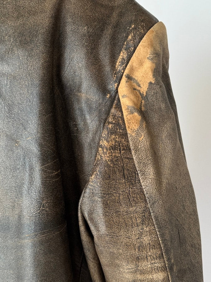 VINTAGE WORN-OUT LEATHER JACKET BROWN 5942