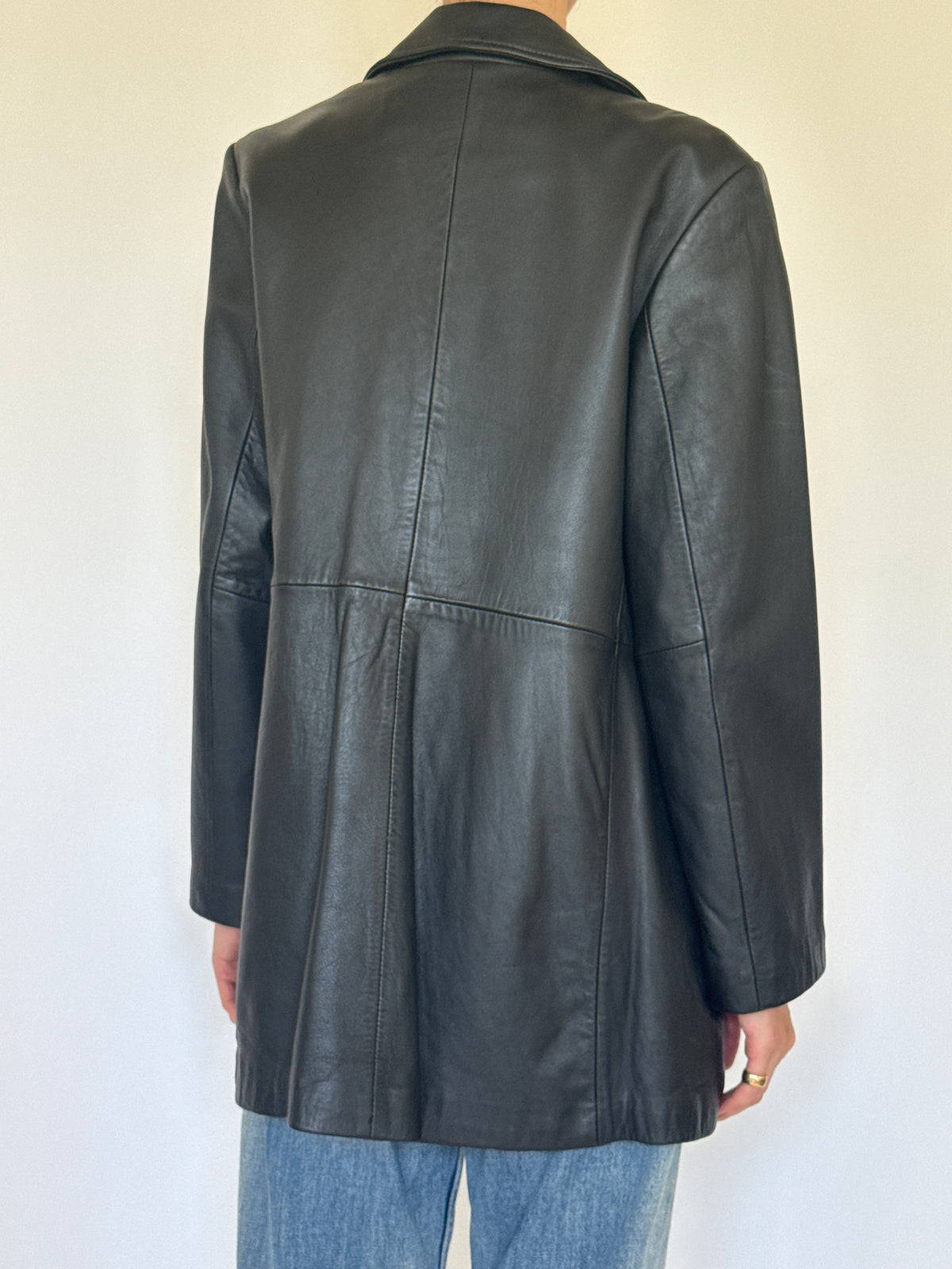 Vintage Classic Leather Blazer Black 7789