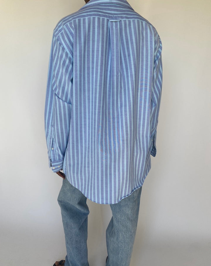 VINTAGE OVERSIZED BLUE STRIPED SHIRT 3767