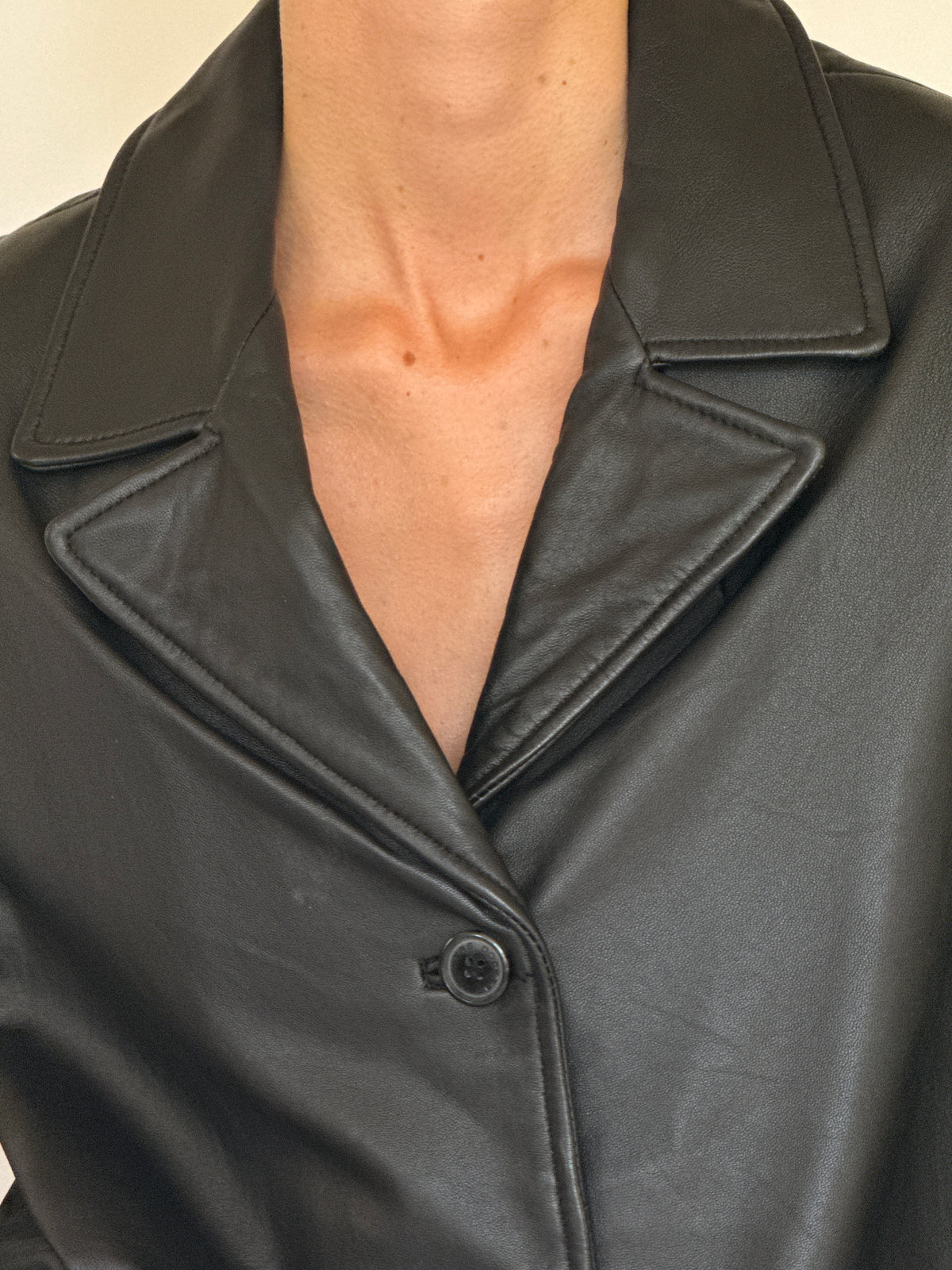 Vintage Classic Leather Blazer Black 7789