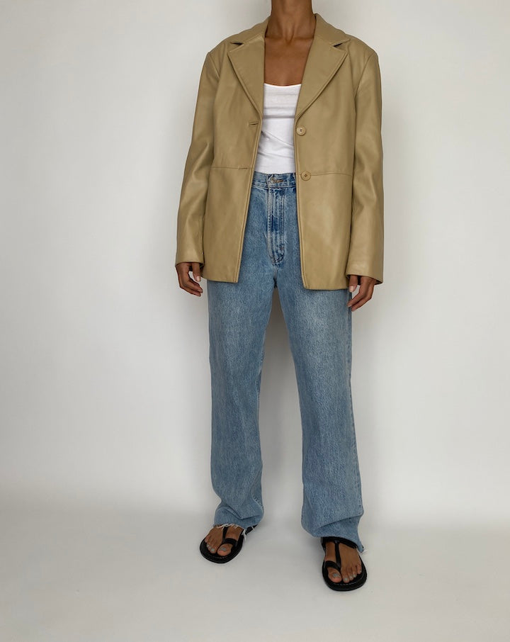 VINTAGE LIGHT BEIGE LEATHER JACKET 2742
