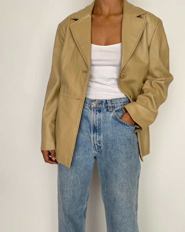 VINTAGE LIGHT BEIGE LEATHER JACKET 2742
