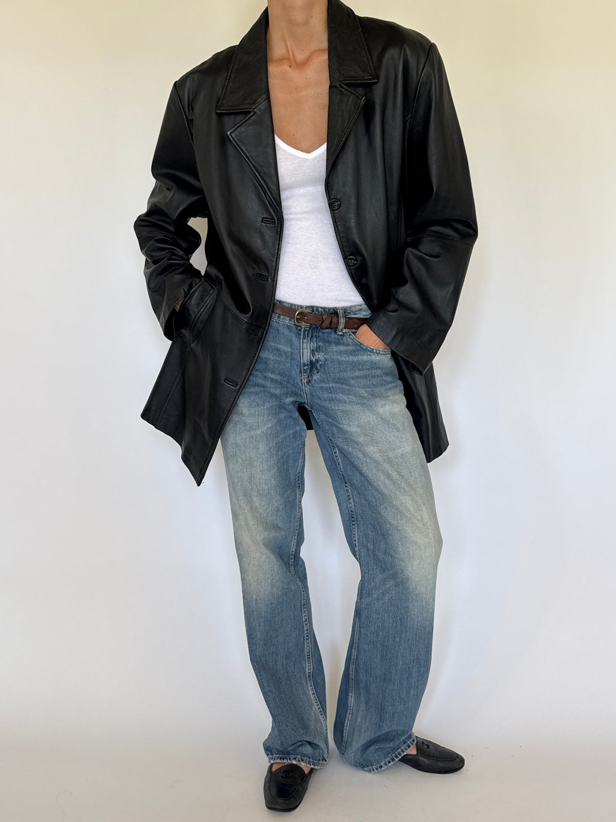 Vintage Classic Leather Jacket Black 7792