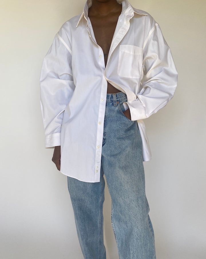 VINTAGE OVERSIZED WHITE BUTTON DOWN SHIRT 3770