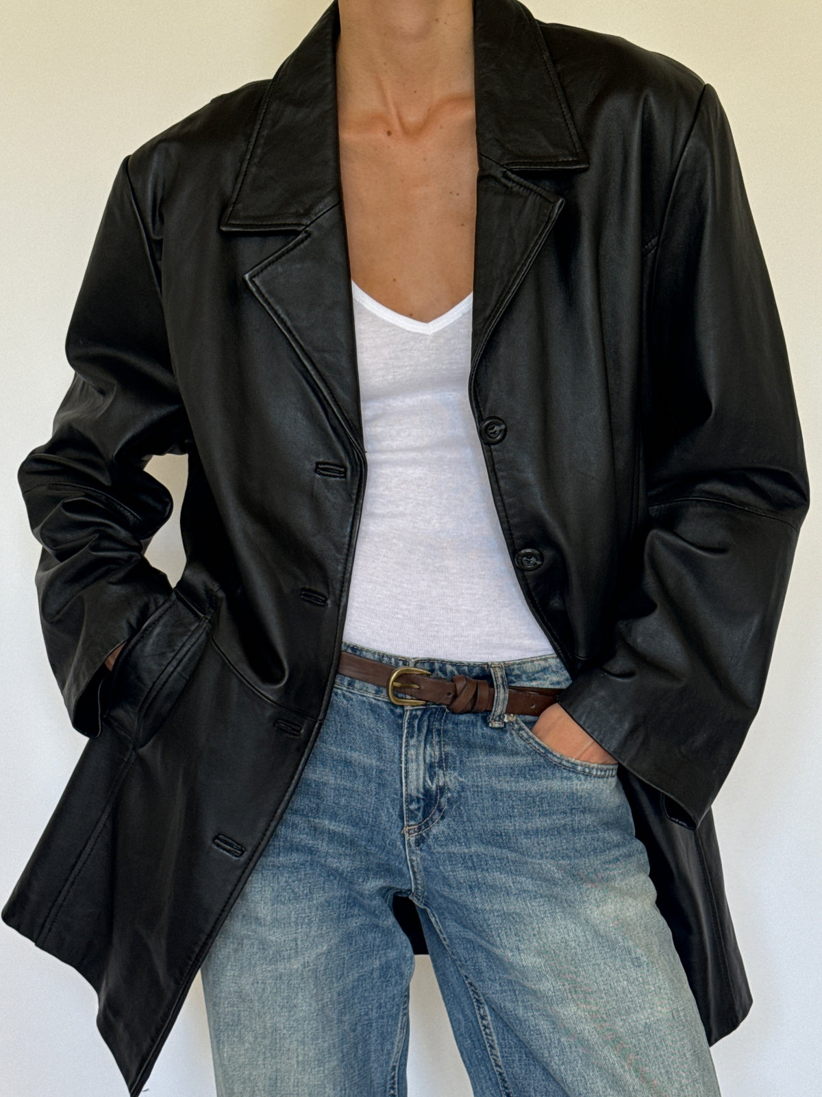 Vintage Classic Leather Jacket Black 7792