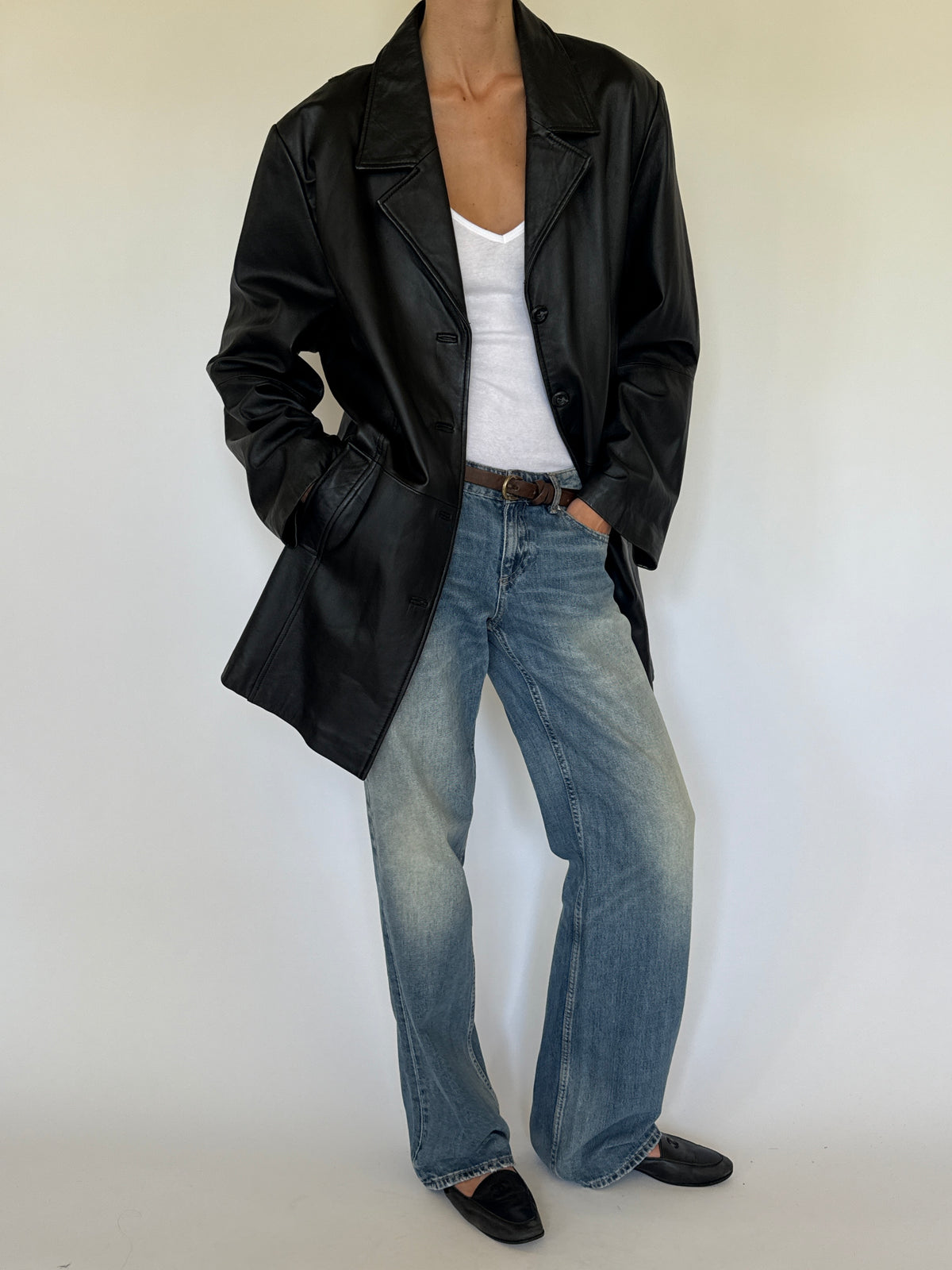 Vintage Classic Leather Jacket Black 7792