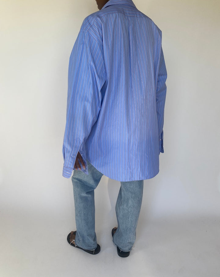 VINTAGE OVERSIZED BLUE STRIPED RALPH LAUREN SHIRT 3771