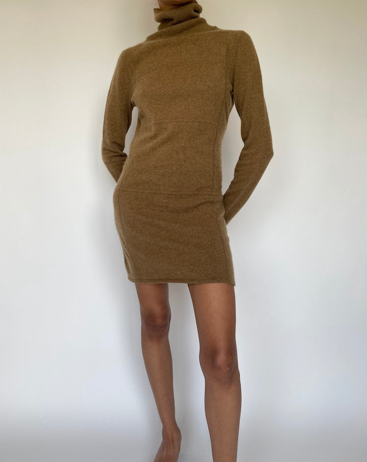 VINTAGE BROWN CASHMERE DRESS 866