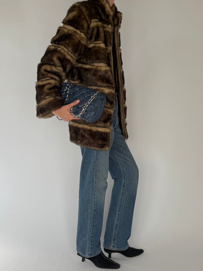 Vintage Brown Faux Fur Jacket 6565