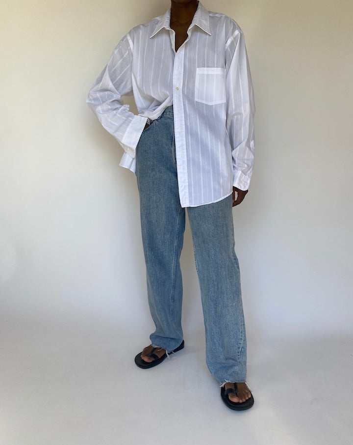 VINTAGE WHITE STRIPED SHIRT 3773