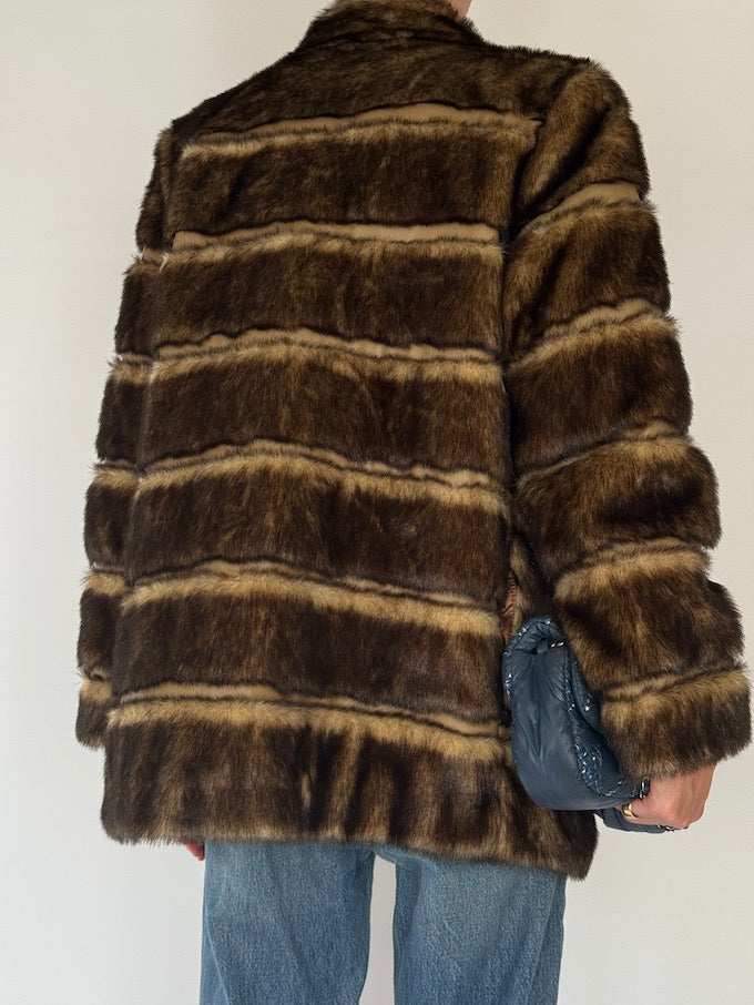 Vintage Brown Faux Fur Jacket 6565