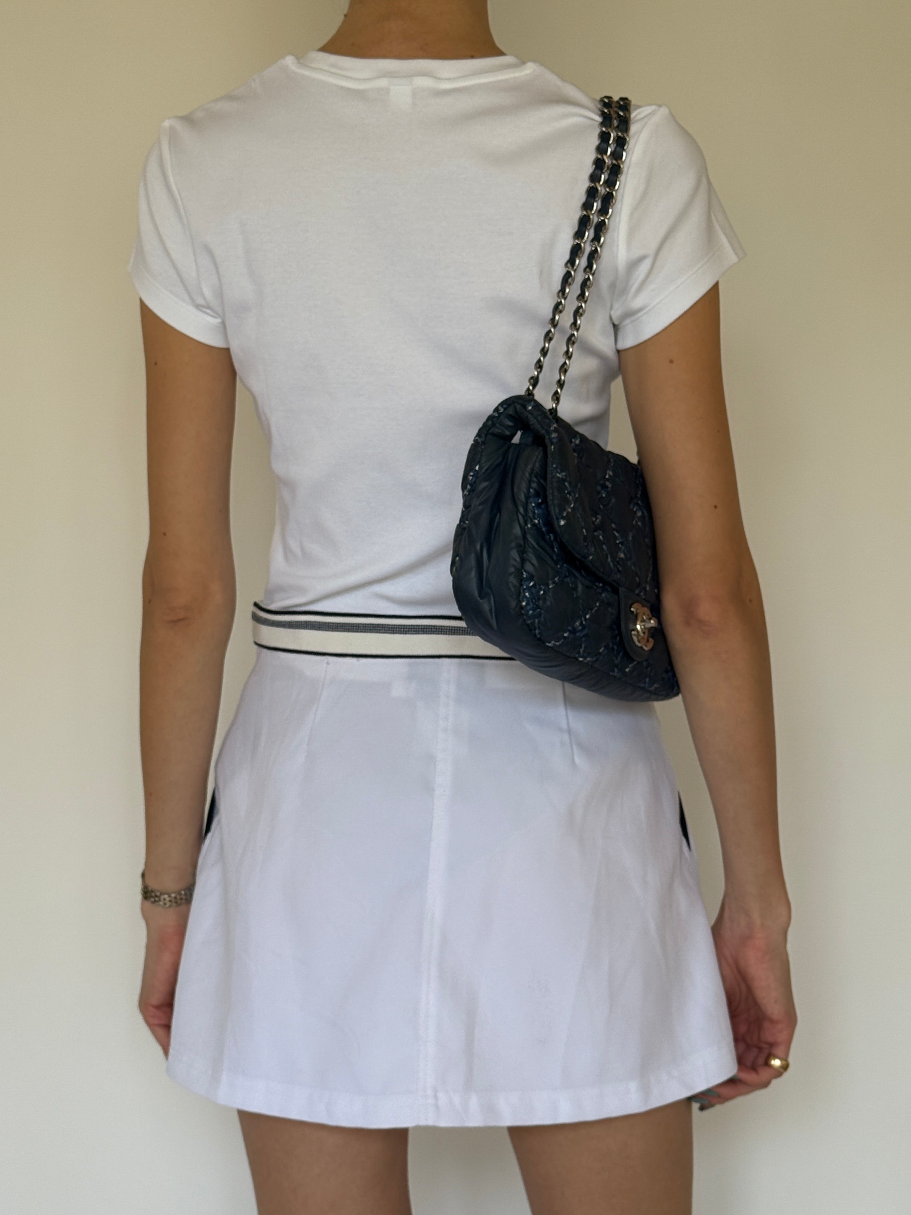 Vintage white sporty mini skirt back view