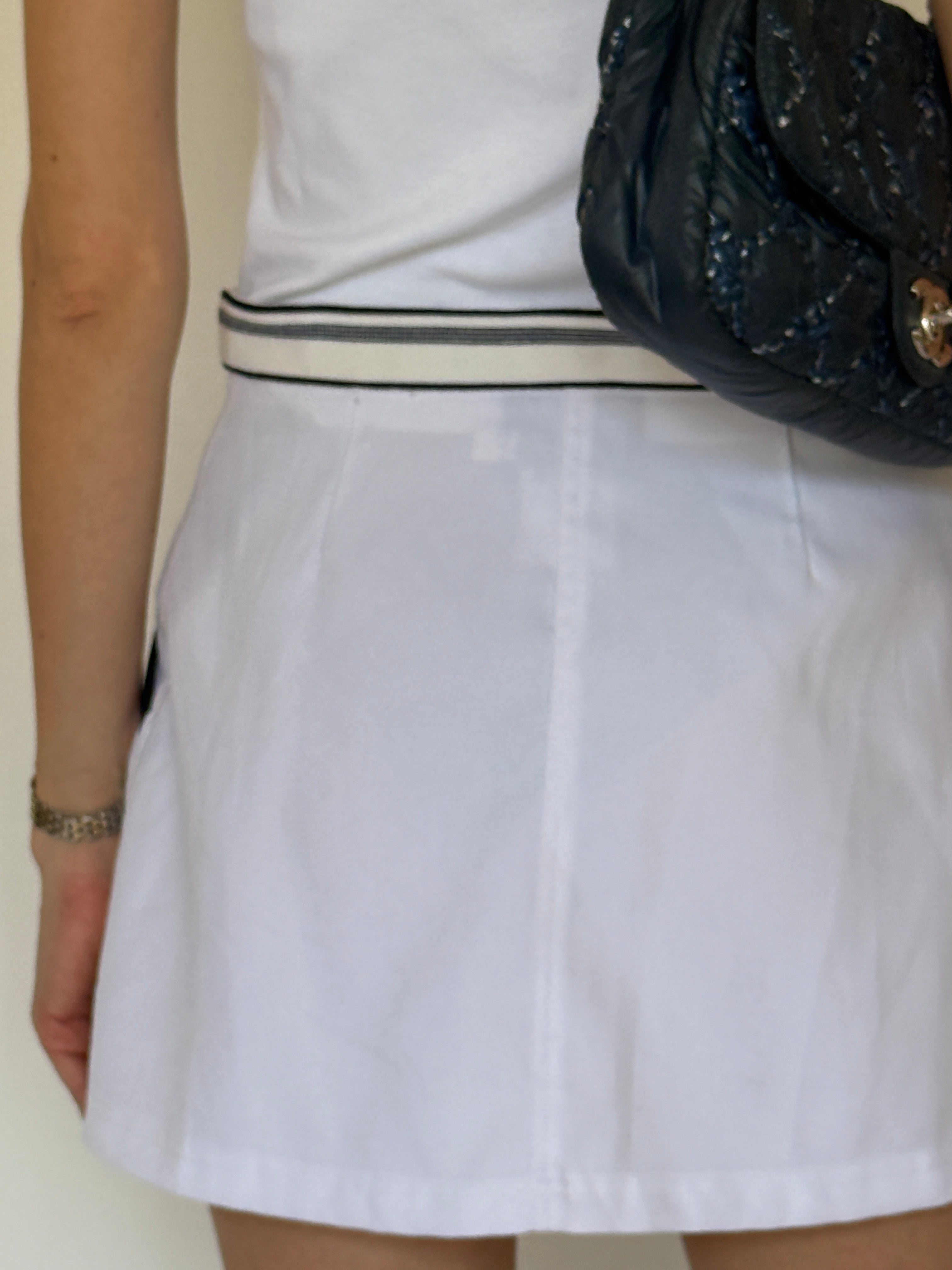 Vintage white sporty mini skirt back view