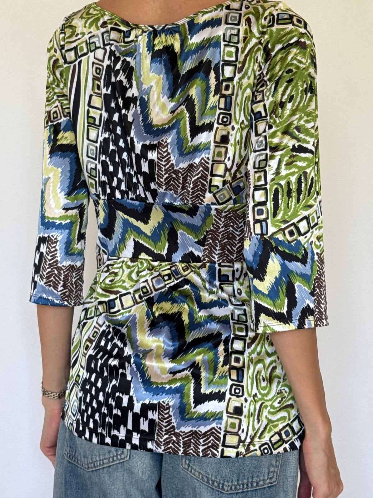 Vintage Green Printed Top 3592