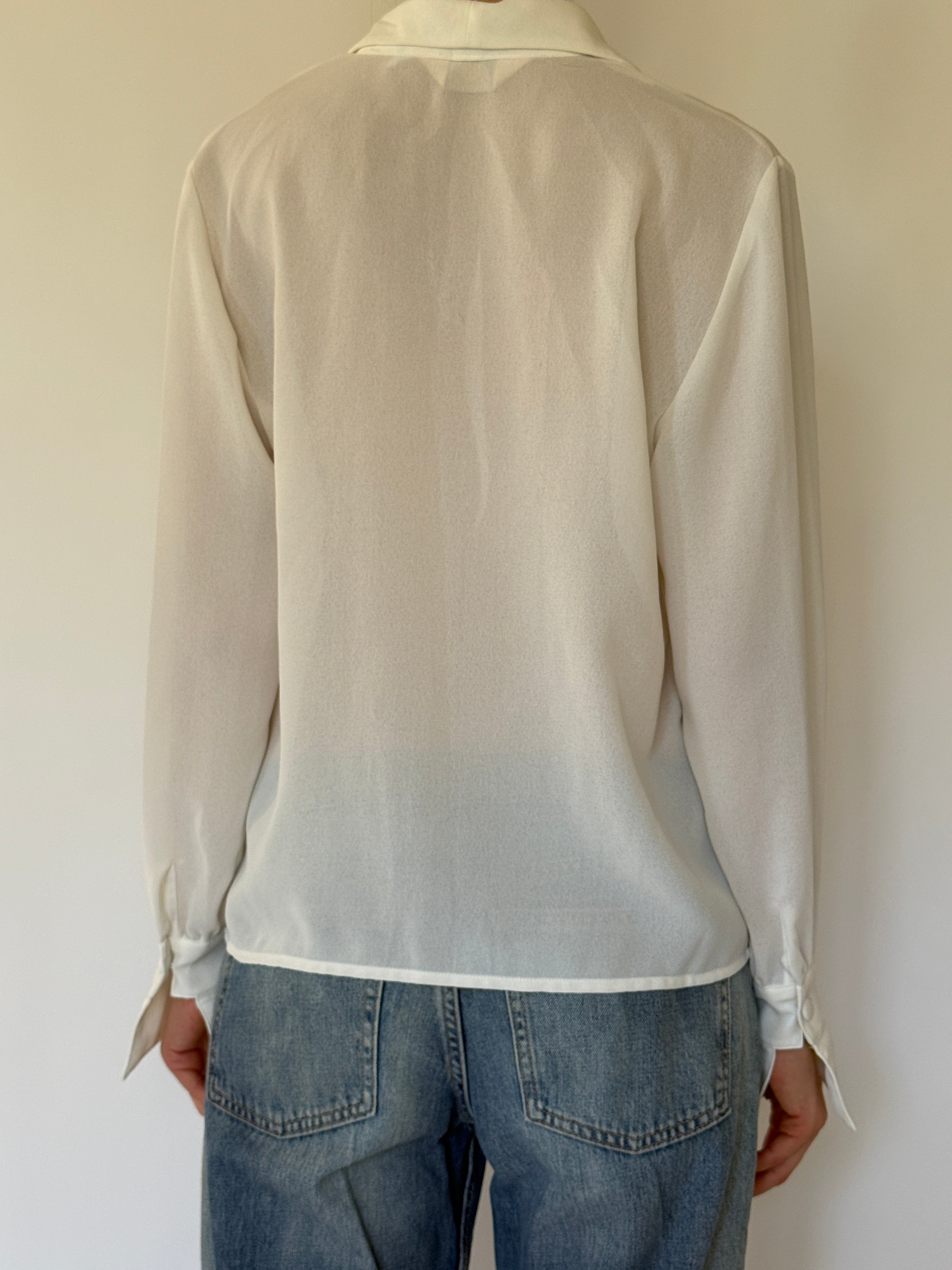 Vintage beautiful delicate off-white blouse back view
