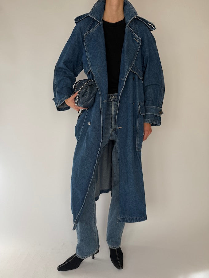 Vintage Denim Trench Coat 6567