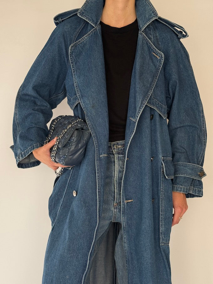 Vintage Denim Trench Coat 6567